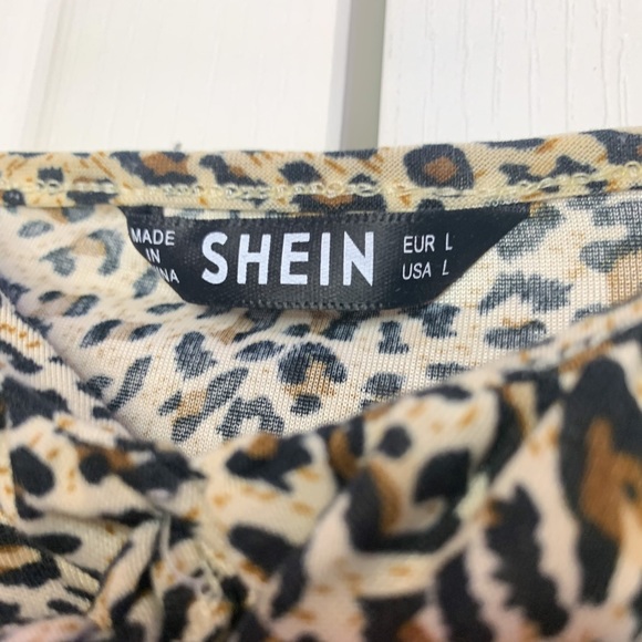 SHEIN | Ruched Bust Front Tie Leopard Dress - Picture 7 of 10